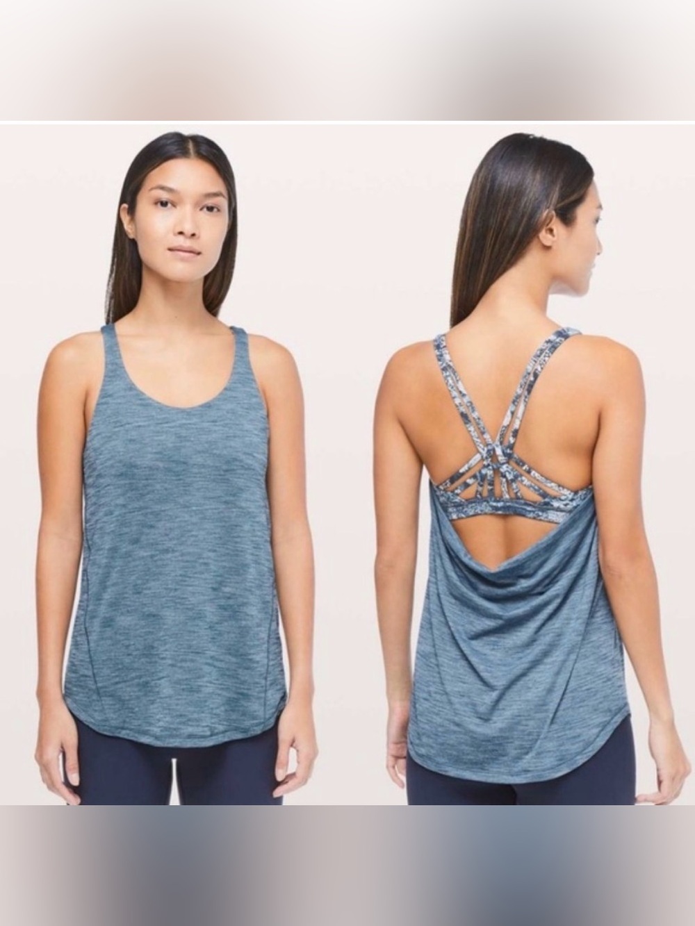 lululemon athletica Heathered Blue Strappy Back Tank